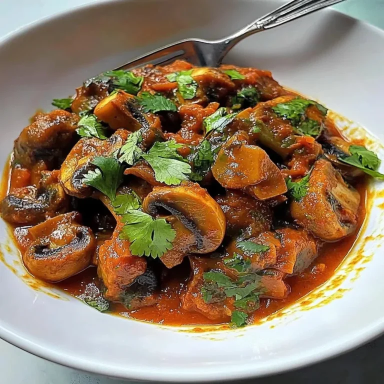 Delicious Spicy Mushroom Masala in a bowl, garnished with fresh herbs.