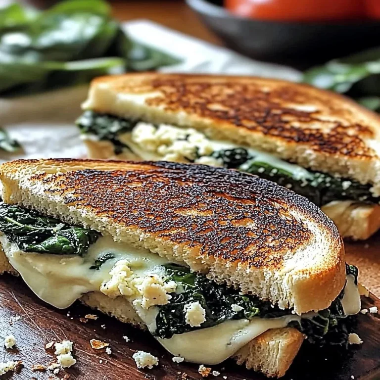 Spinach Feta Grilled Cheese sandwich featuring fresh spinach and creamy feta cheese