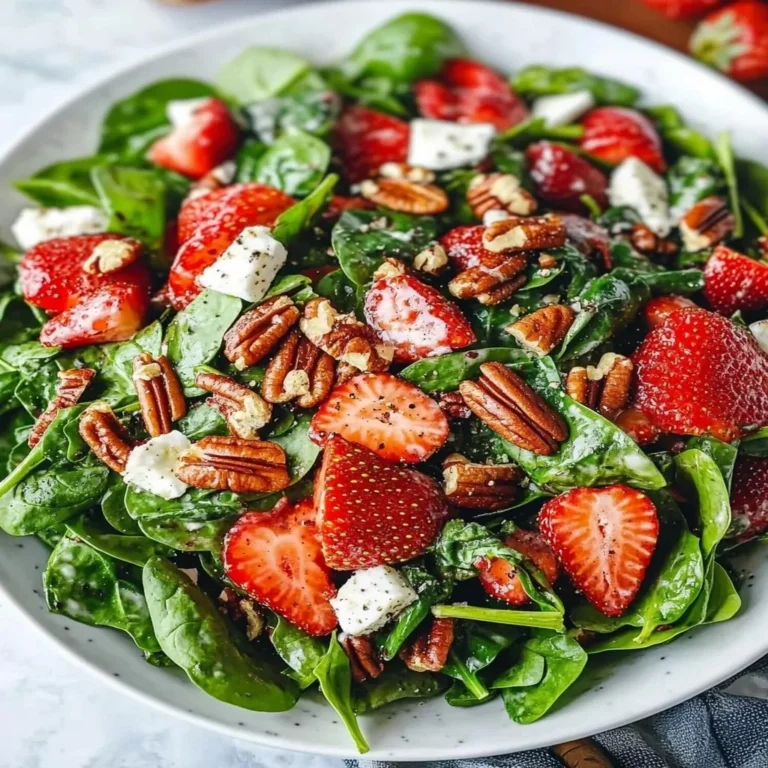 Spinach Strawberry Salad with Pecans featuring fresh ingredients and vibrant colors