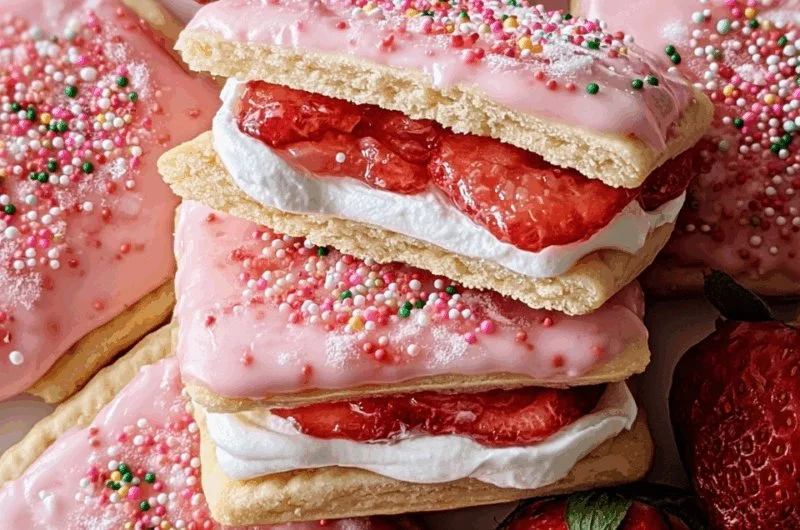 Delicious Strawberry Pop-Tart Sugar Cookies ready to enjoy