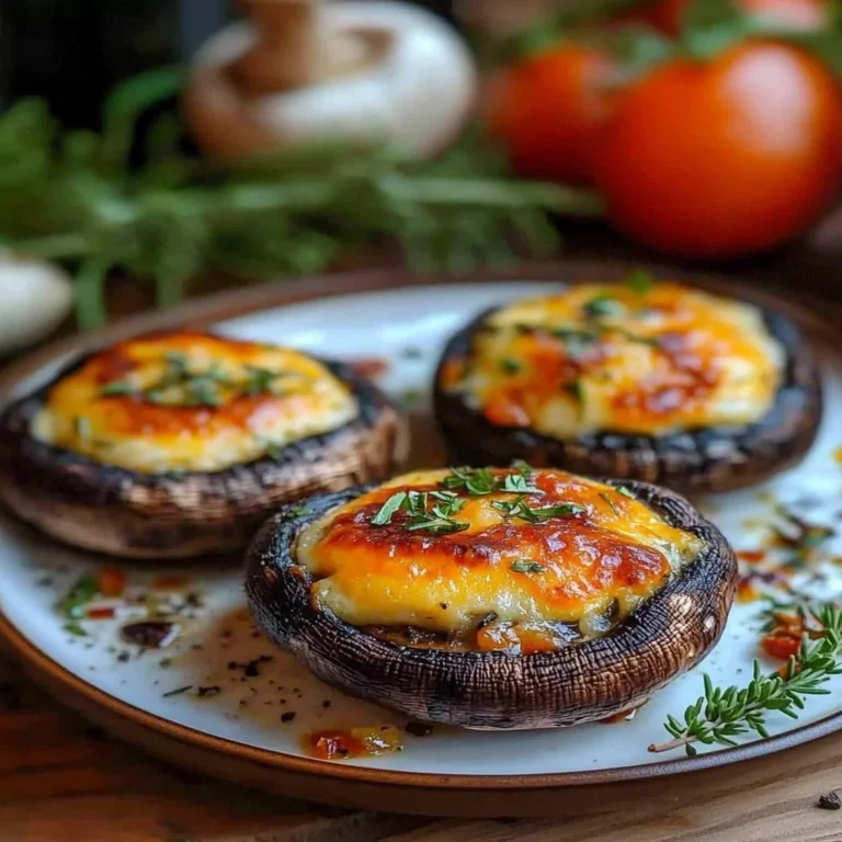 Delicious stuffed portobello mushrooms filled with cheese and herbs