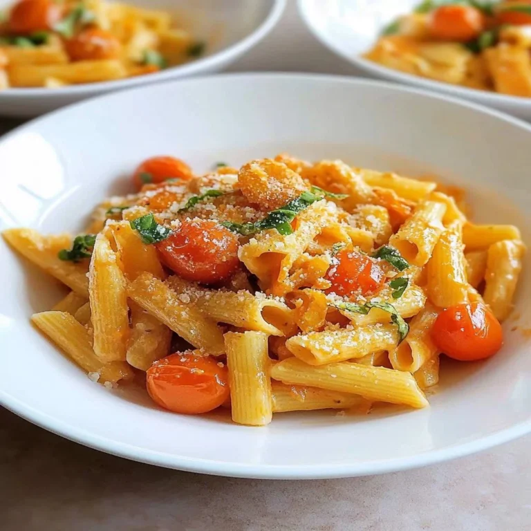 Delicious Sun Gold Tomato Pasta dish garnished with fresh herbs.