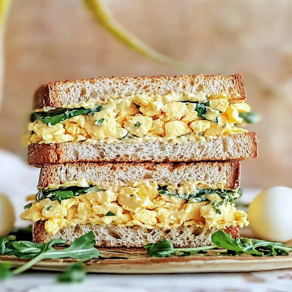 Delicious egg salad sandwich with fresh ingredients