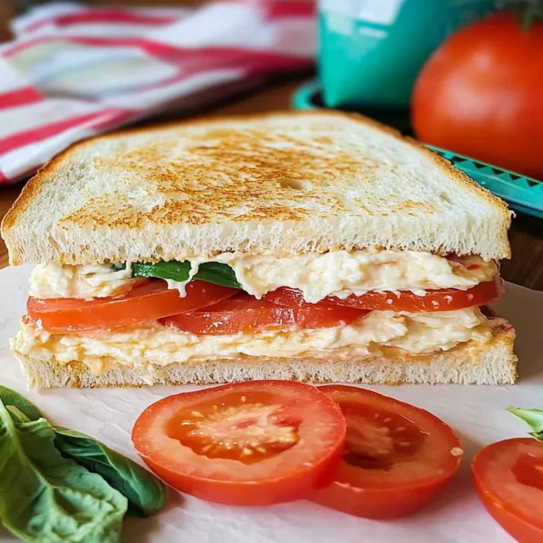 Delicious tomato sandwich with fresh tomatoes and herbs on bread