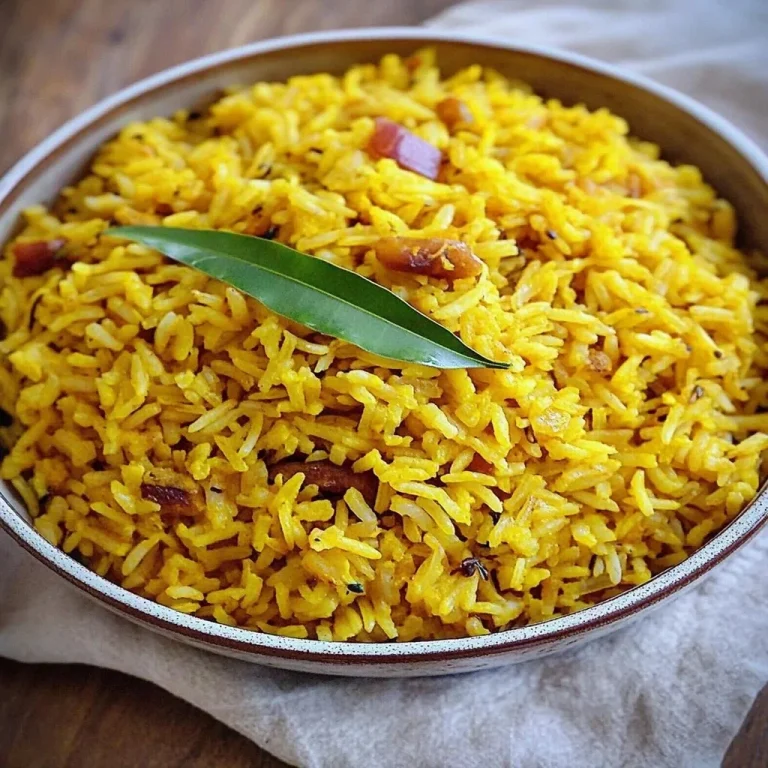 Delicious Turmeric Coconut Rice served in a bowl garnished with herbs.