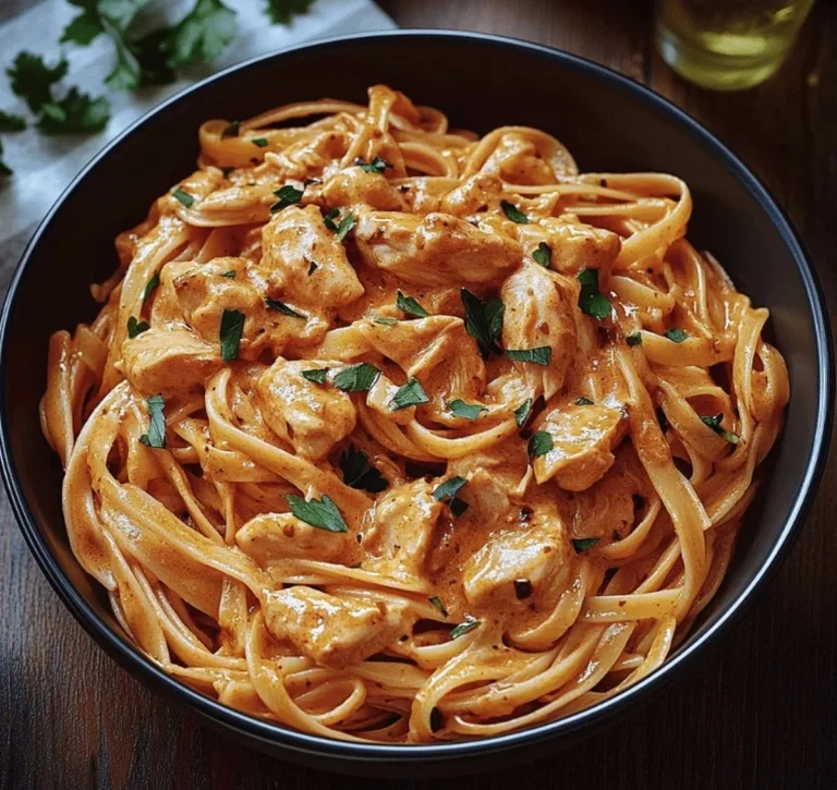 Zesty cowboy butter chicken linguine served in a bowl with fresh herbs.