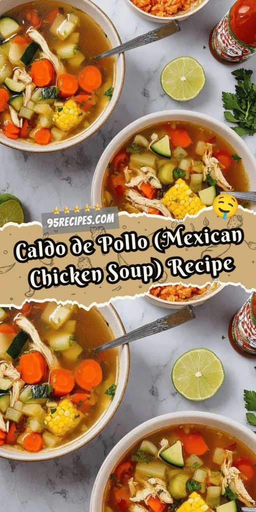 Bowl of homemade Caldo de Pollo, Mexican chicken soup with vegetables and spices.