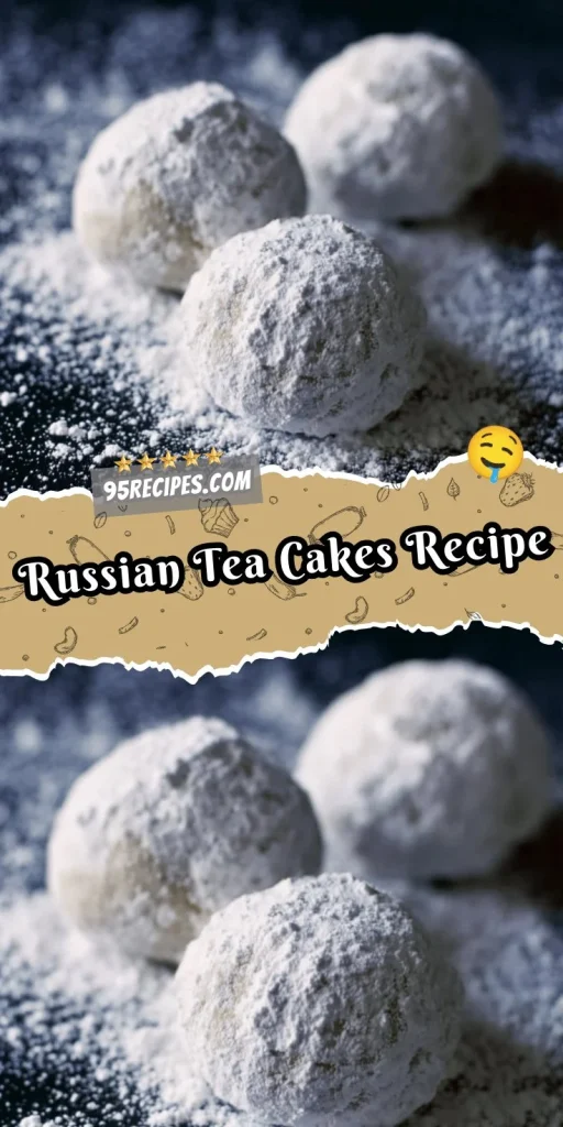 Delicious homemade Russian tea cakes dusted with powdered sugar.