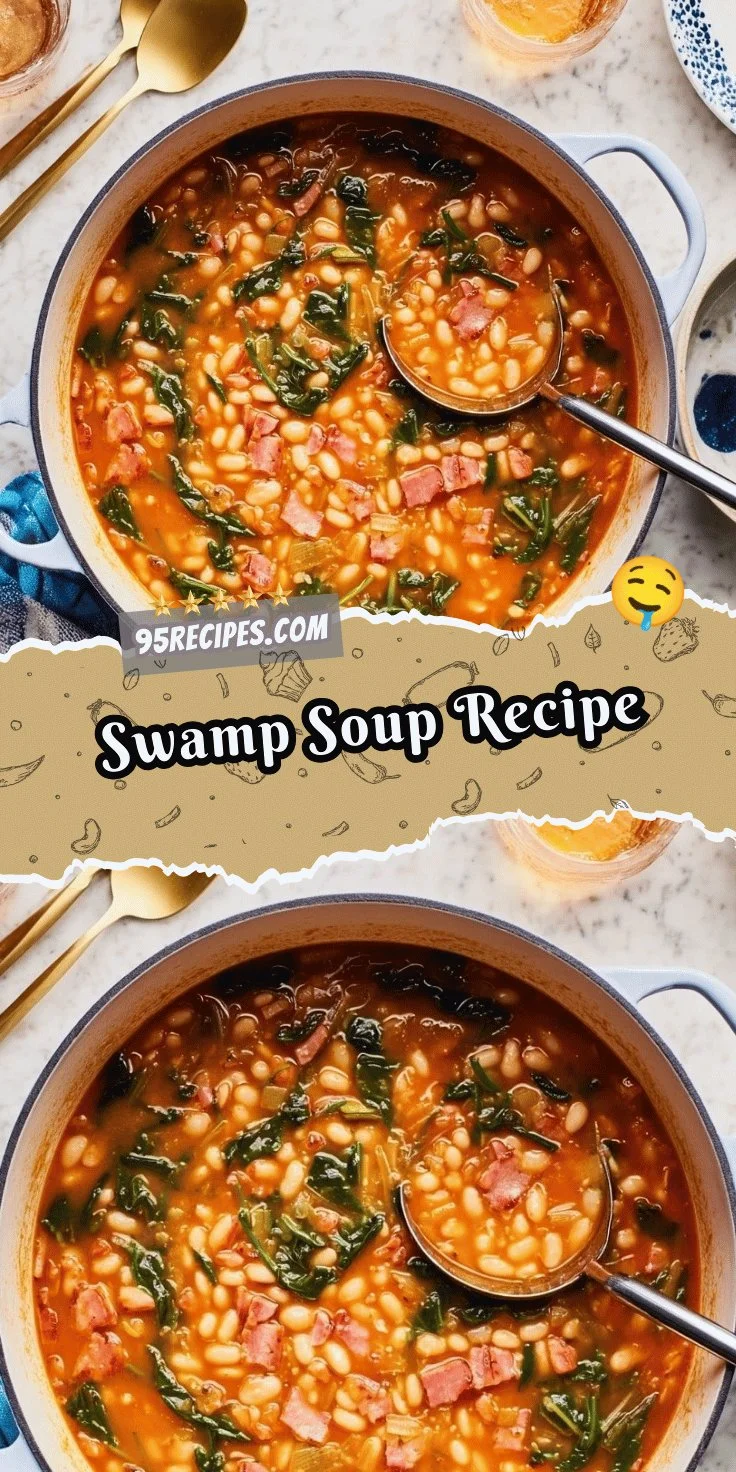 Bowl of homemade Swamp Soup with vibrant vegetables and herbs